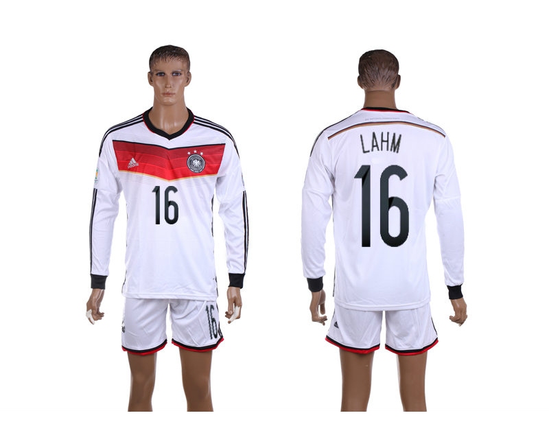 Germany 16 Lahm 2014 World Cup Home Long Sleeve Jerseys