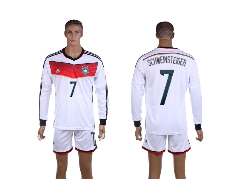 Germany 7 Schweinsteiger 2014 World Cup Home Long Sleeve Jerseys