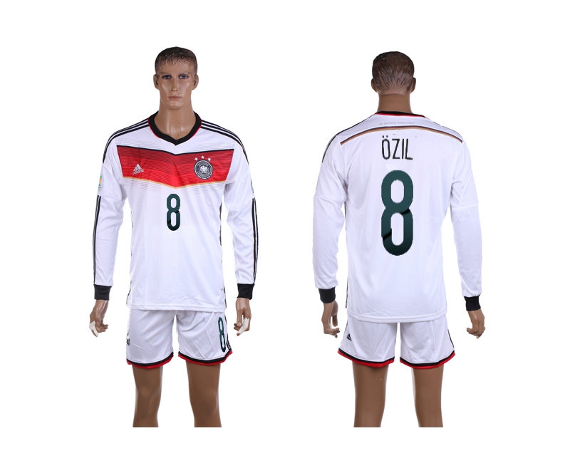 Germany 8 Ozil 2014 World Cup Home Long Sleeve Jerseys