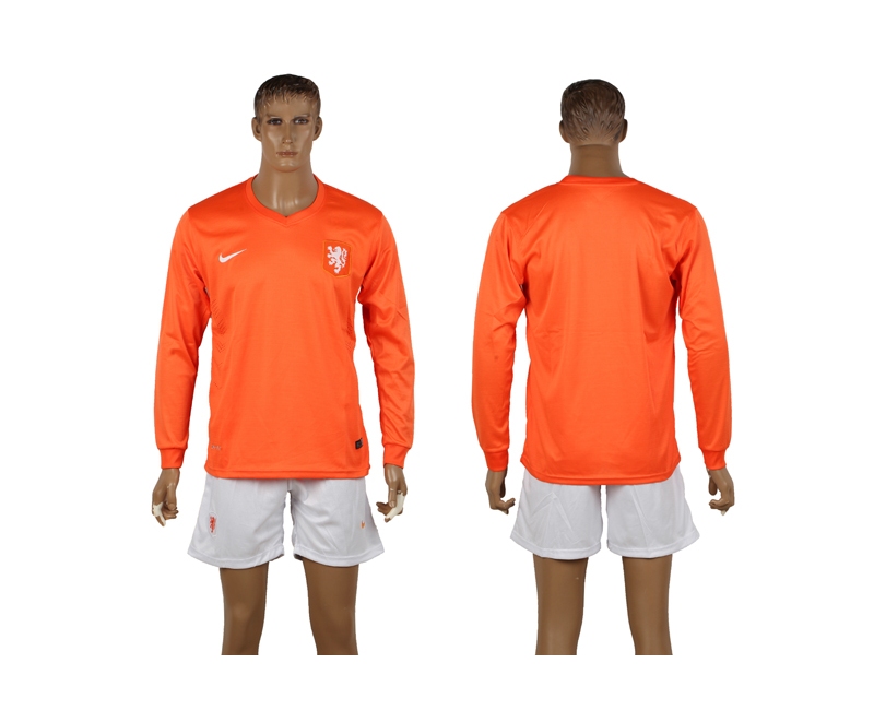 Netherlands 2014 World Cup Home Long Sleeve Soccer Jerseys