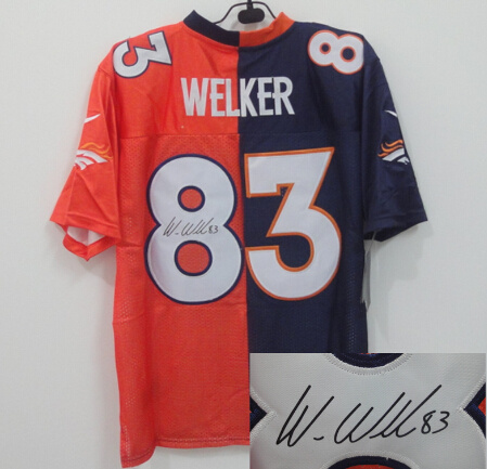 Nike Broncos 83 Welker Orange And Blue Split Signature Elite Jerseys