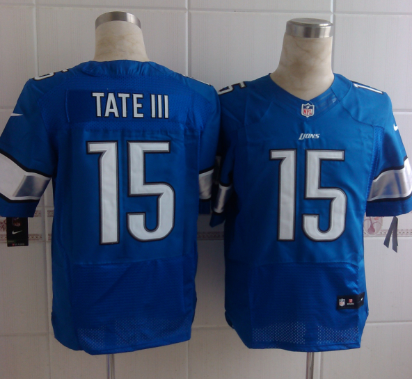 Nike Lions 15 Tate III Blue Elite Jerseys