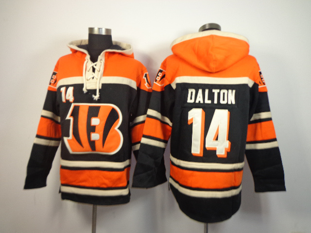 Nike Bengals 14 Andy Dalton Black All Stitched Hooded Sweatshirt