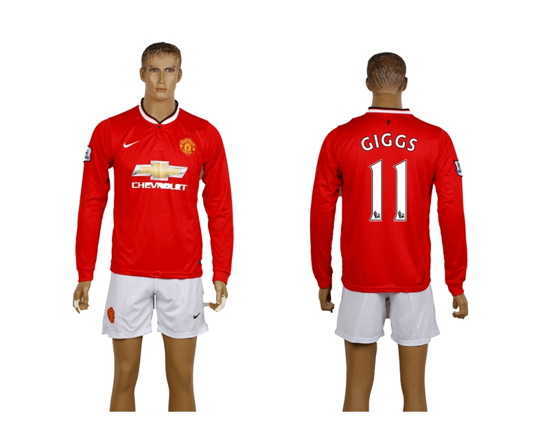 2014-15 Manchester United 11 Giggs Home Long Sleeve Soccer Jerseys