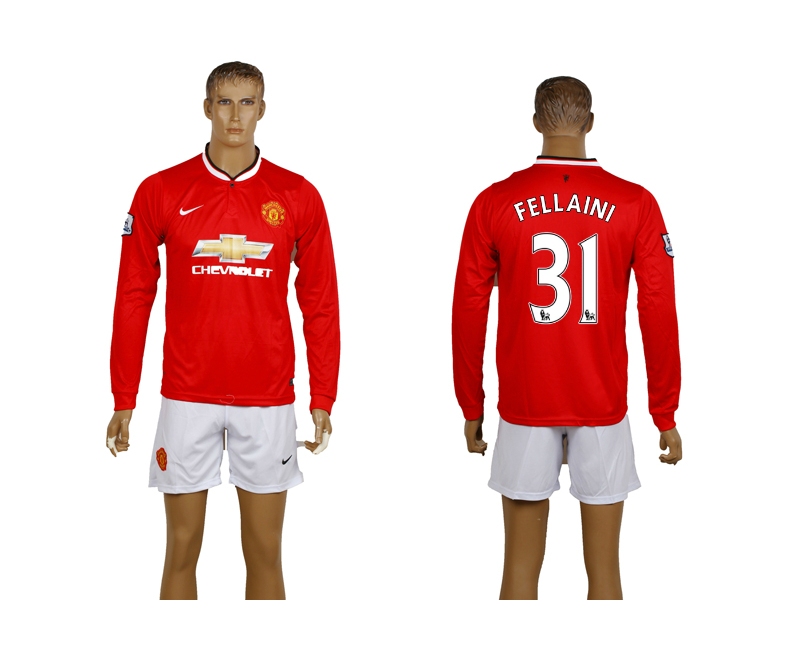 2014-15 Manchester United 31 Fellaini Home Long Sleeve Soccer Jerseys