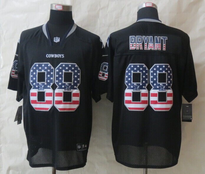 Nike Cowboys 88 Bryant USA Flag Fashion Black Elite Jerseys
