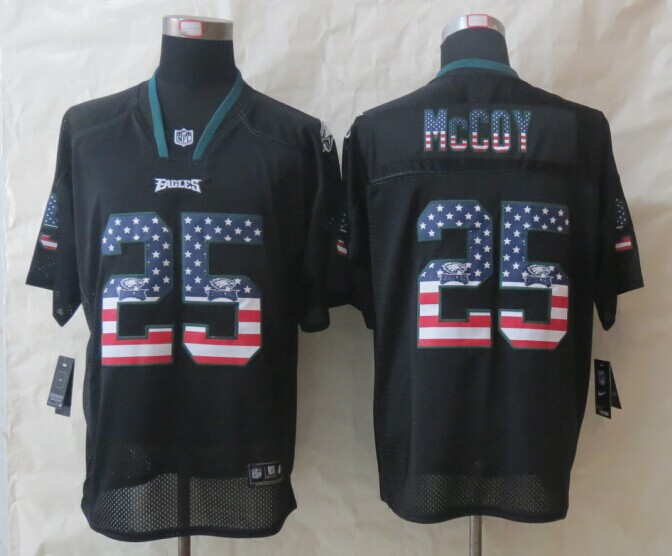 Nike Eagles 25 McCoy USA Flag Fashion Black Elite Jerseys