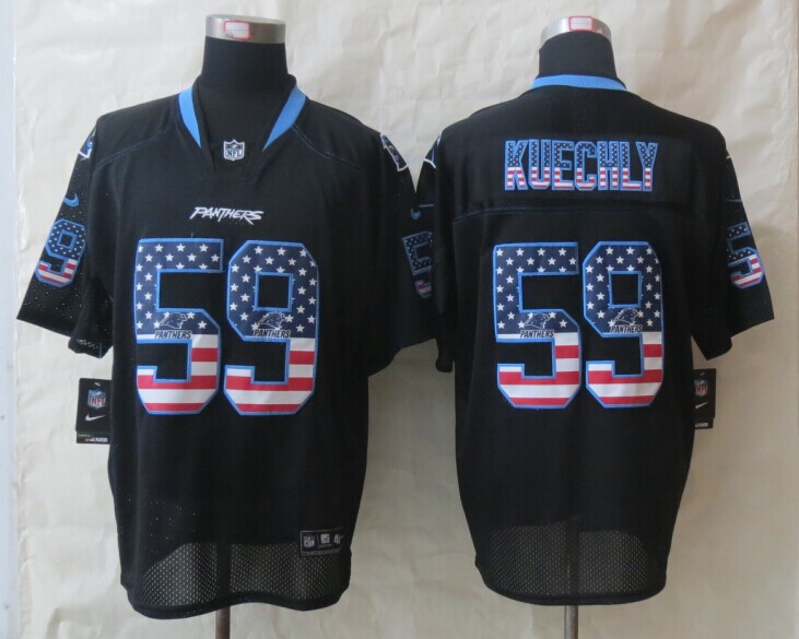 Nike Panthers 59 Kuechly USA Flag Fashion Black Elite Jerseys