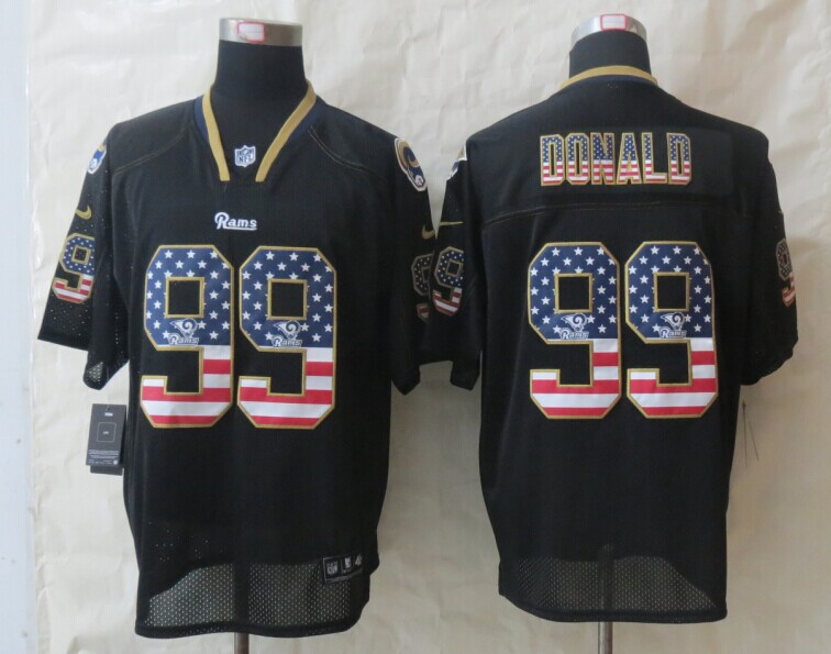 Nike Rams 99 Donald USA Flag Fashion Black Elite Jerseys