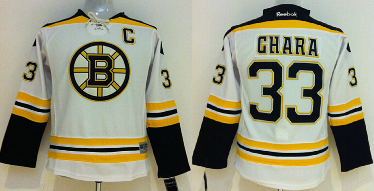 Bruins 33 Chara White Youth Jersey