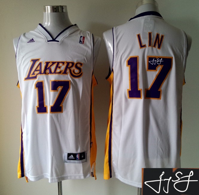 Lakers 17 Lin White Signature Edition Jerseys