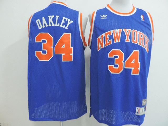 Knicks 34 Oakley Blue Hardwood Classics Jerseys