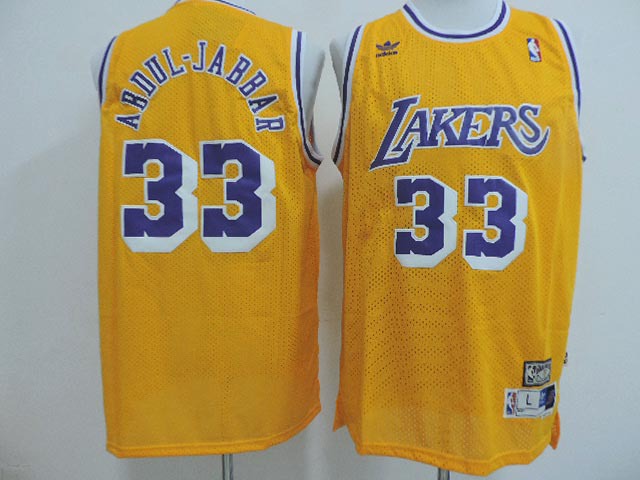 Lakers 33 Abdul Jabbar Gold Hardwood Classics Jerseys