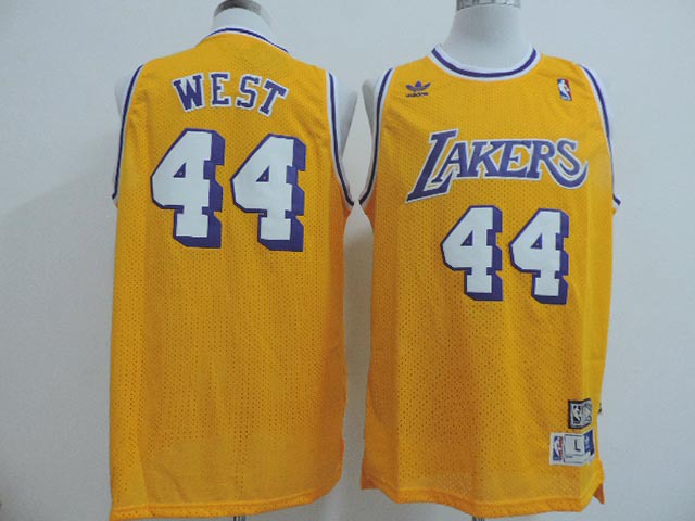 Lakers 44 West Gold Hardwood Classics Jerseys