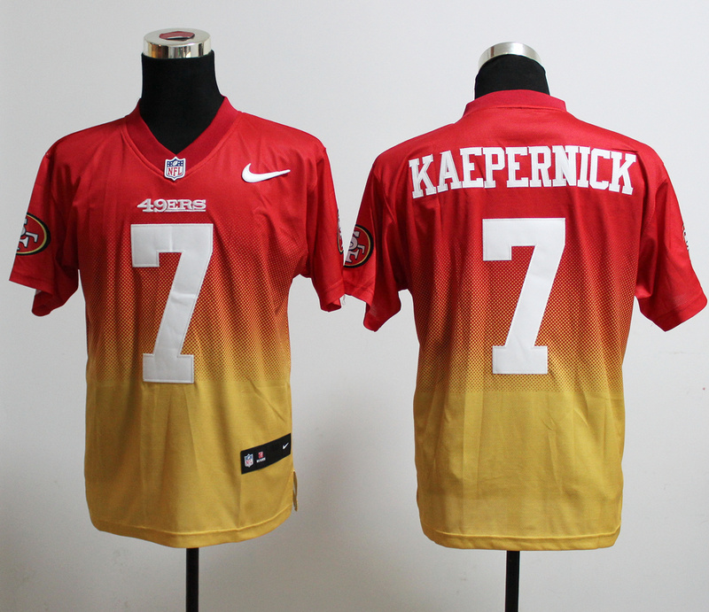 Nike 49ers 7 Kaepernick Red And Gold Drift Fashion II Elite Jerseys