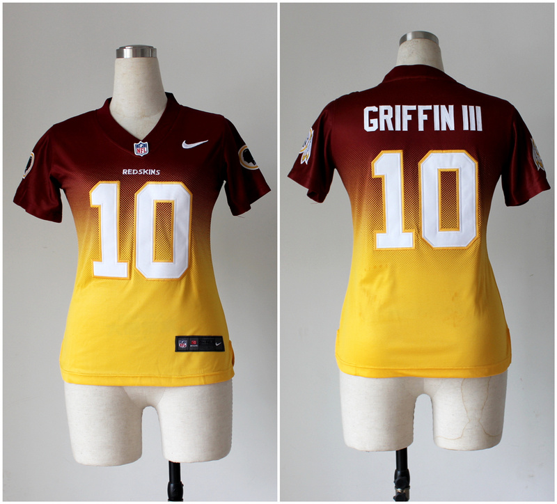 Nike Redskins 10 Griffin III Red And Gold Drift Fashion II Women Jerseys
