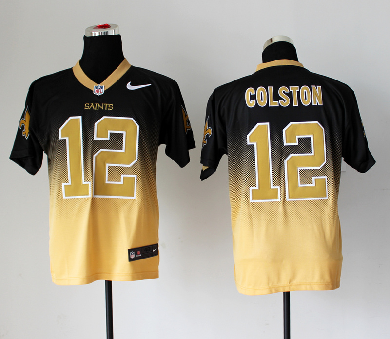 Nike Saints 12 Colston Black And Gold Drift Fashion II Elite Jerseys