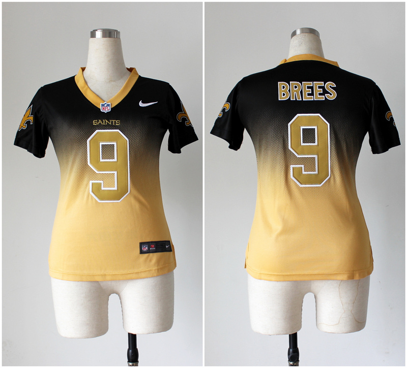 Nike Saints 9 Brees Black And Gold Drift Fashion II Women Jerseys