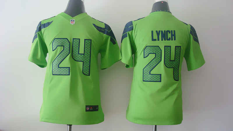 Nike Seahawks 24 Lynch Green Youth Game Jerseys