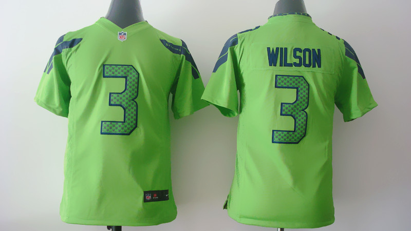 Nike Seahawks 3 Wilson Green Youth Game Jerseys