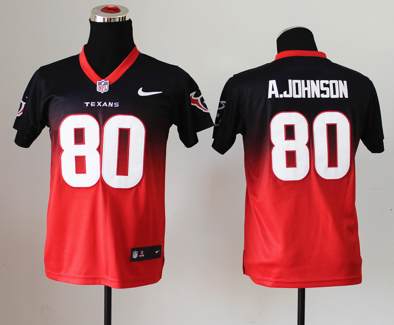 Nike Texans 80 A.Johnson Blue And Red Drift Fashion II Youth Jerseys