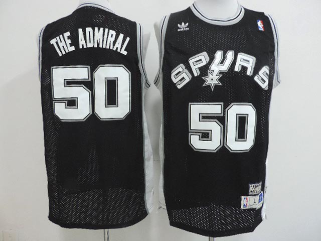 Spurs 50 The Admiral Black Hardwood Classics Jerseys