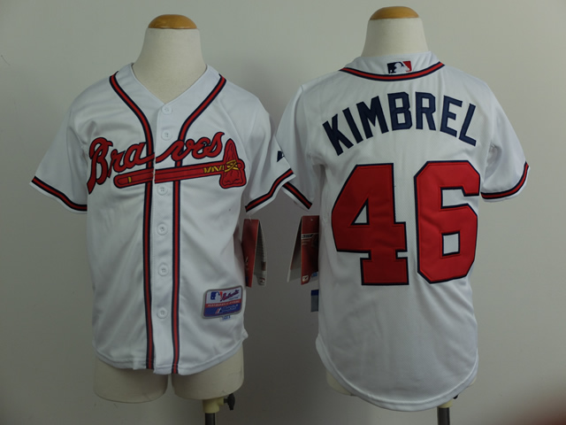 Braves 46 Kimbrel White Youth Jersey - Click Image to Close