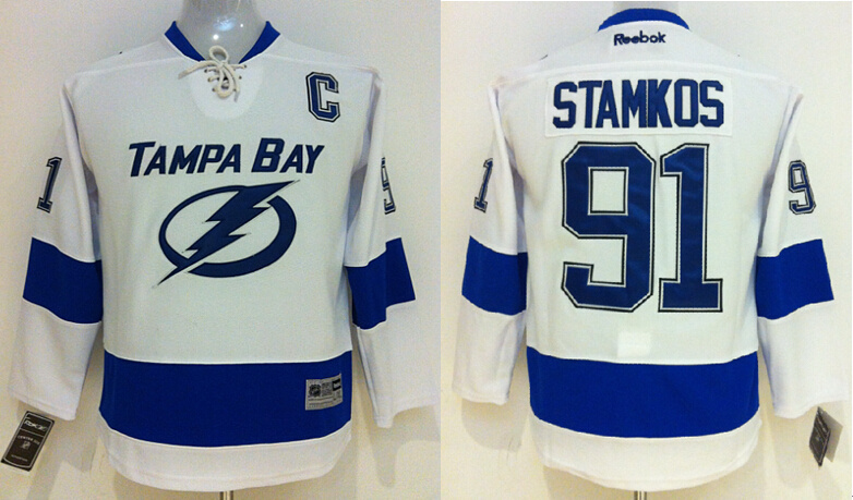 Lightning 91 Stamkos White Youth Jersey - Click Image to Close