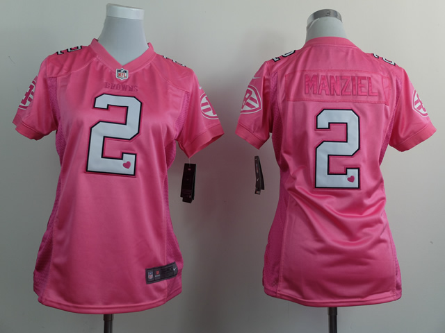 Nike Browns 2 Manziel Pink Love's Women Game Jerseys