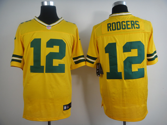 Nike Packers 12 Rodgers Yellow Elite Jerseys