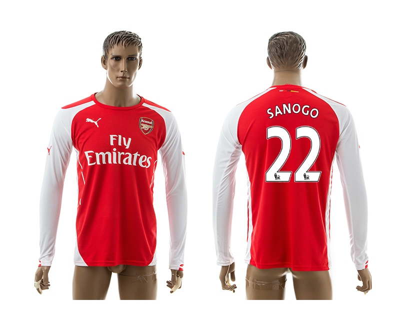 2014-15 Arsenal 22 Sanogo Home Long Sleeve Thailand Jerseys