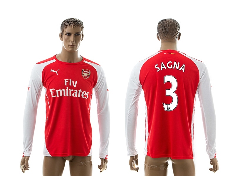 2014-15 Arsenal 3 Sagna Home Long Sleeve Thailand Jerseys