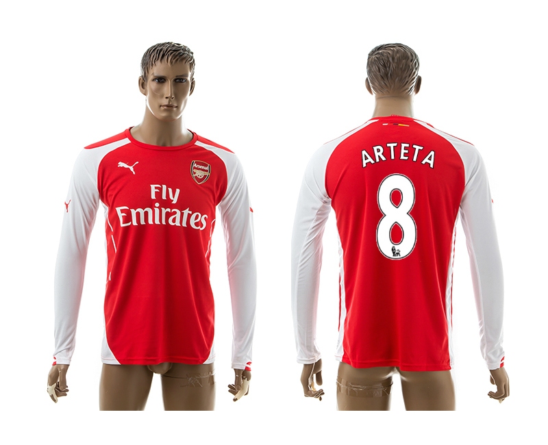 2014-15 Arsenal 8 Arteta Home Long Sleeve Thailand Jerseys