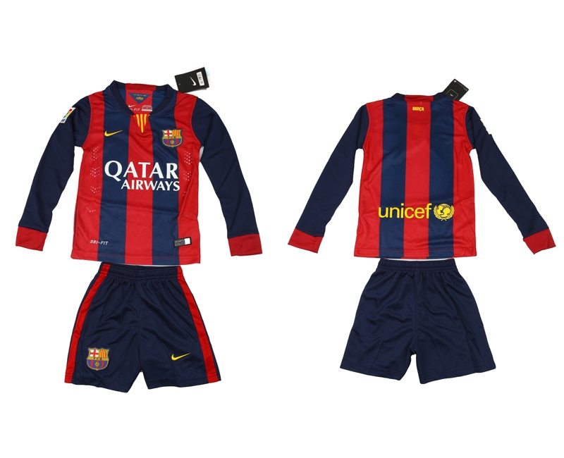 2014-15 Barcelona Home Long Sleeve Youth Jerseys