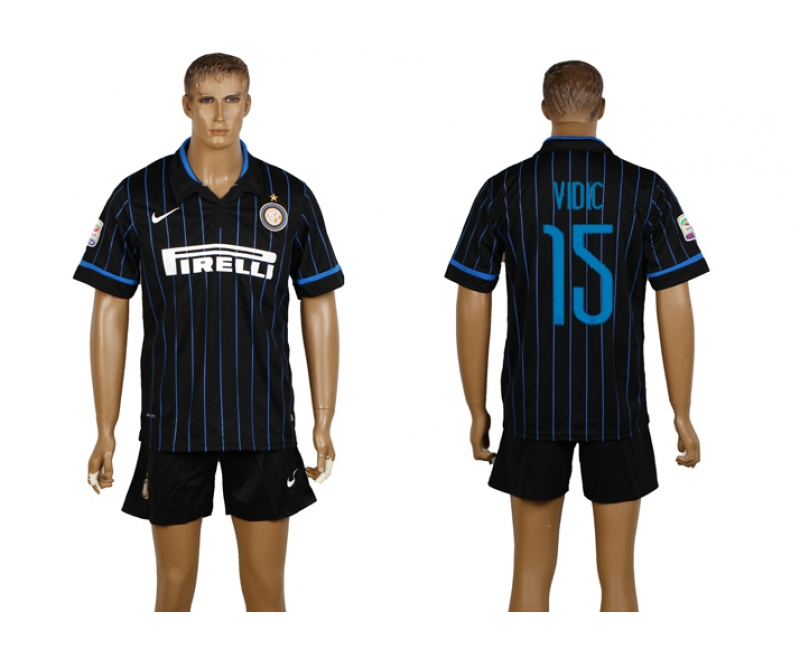 2014-15 Inter Milan 15 Vidic Home Soccer Jersey