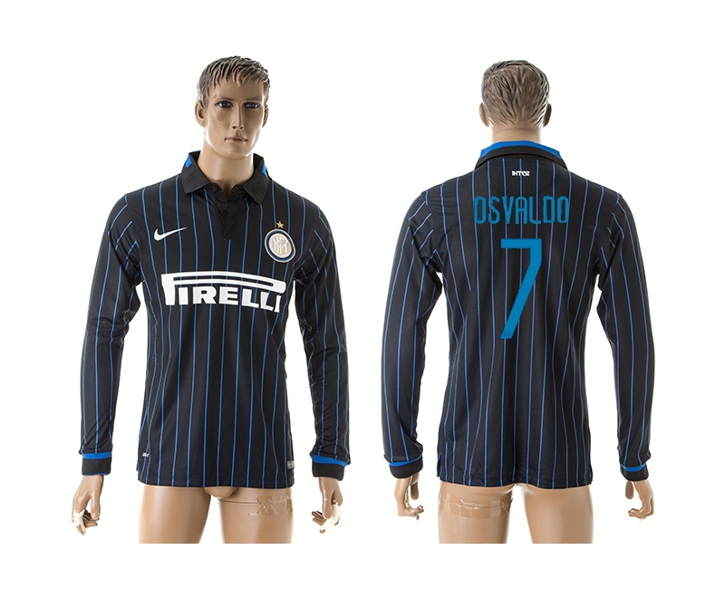 2014-15 Inter Milan 7 Osvaldo Home Long Sleeve Thailand Jerseys