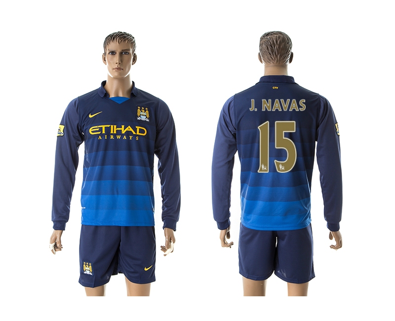 2014-15 Manchester City 15 J.Navas Away Long Sleeve Jerseys