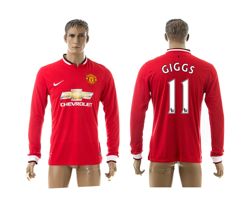 2014-15 Manchester United 11 Giggs Home Long Sleeve Thailand Jerseys