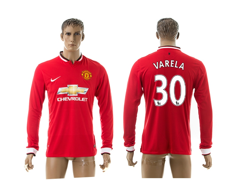 2014-15 Manchester United 30 Varela Home Long Sleeve Thailand Jerseys