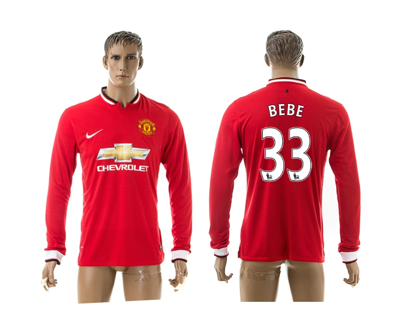2014-15 Manchester United 33 Bebe Home Long Sleeve Thailand Jerseys