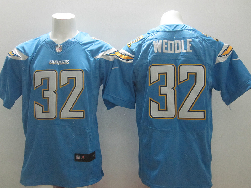 Nike Chargers 32 Weedle Light Blue New Elite Jersey