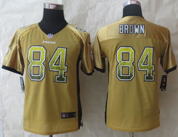 Nike Steelers 84 Brown Drift Fashion Gold Youth Jerseys