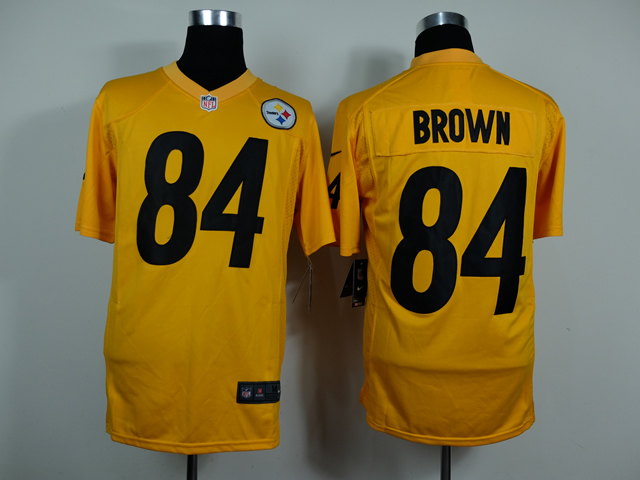 Nike Steelers 84 Brown Yellow Game Jerseys