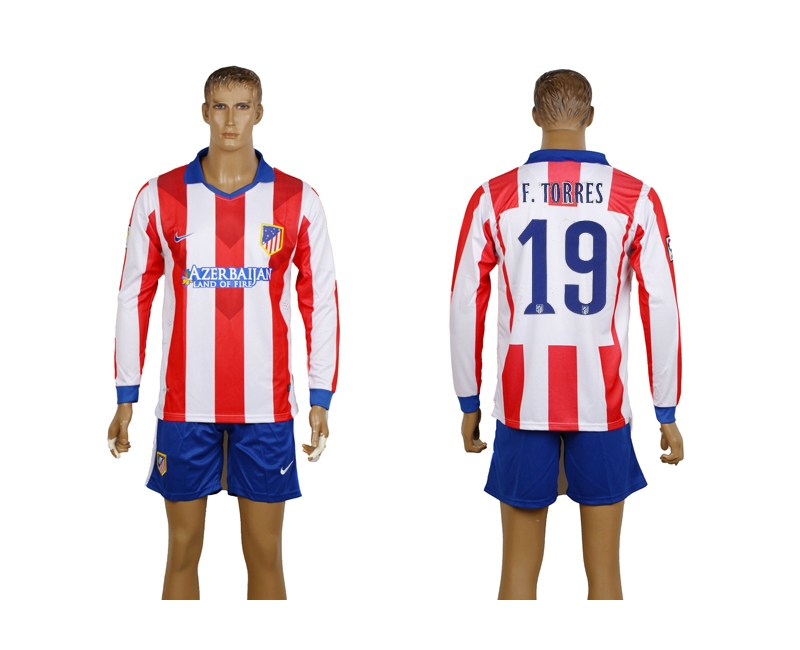 2014-15 Atletico Madrid 19 F.Torres Home Long Sleeve Jerseys