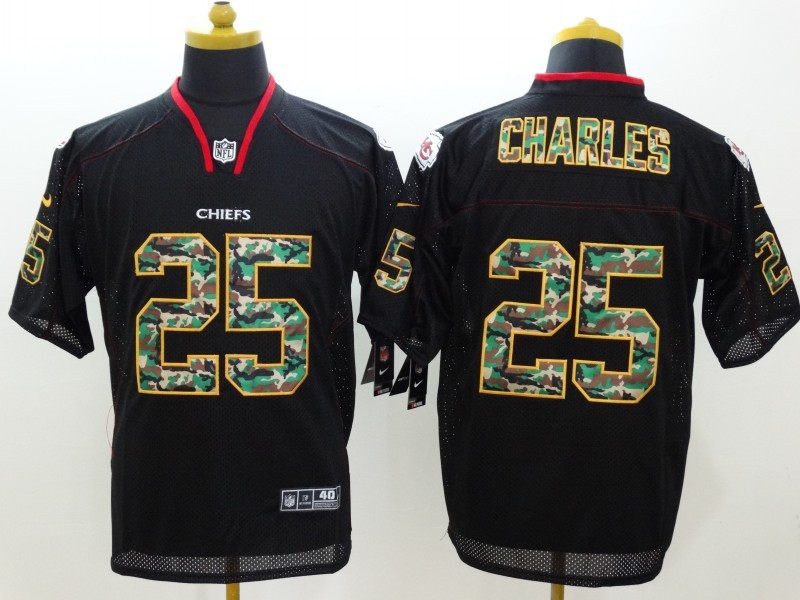Nike Chiefs 25 Charles Black Camo Fashion Elite Jerseys