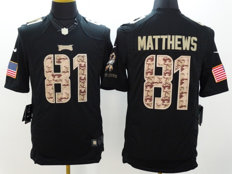 Nike Eagles 81 Matthews Black Salute To Service Limited Jerseys
