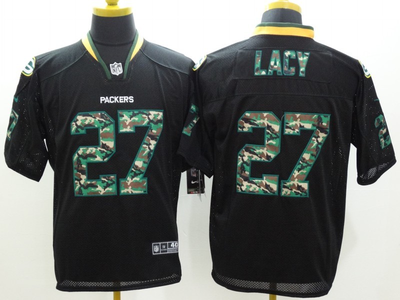 Nike Packers 27 Lacy Black Camo Fashion Elite Jerseys