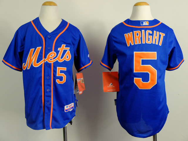 Mets 5 Wright Blue Youth Jersey - Click Image to Close