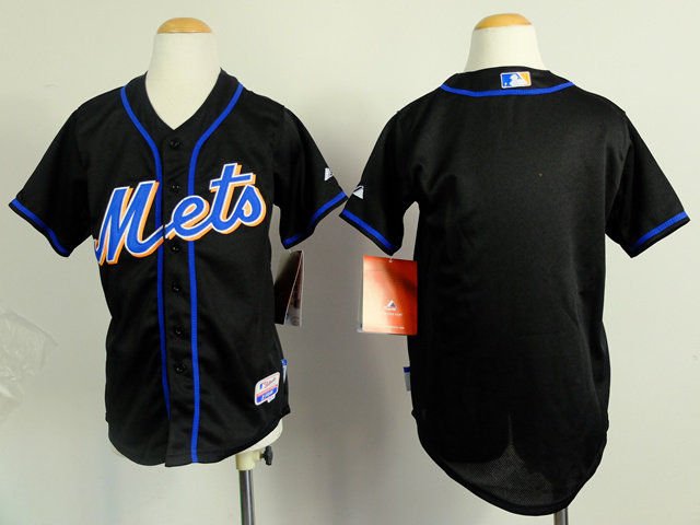 Mets Blank Black Cool Base Youth Jersey