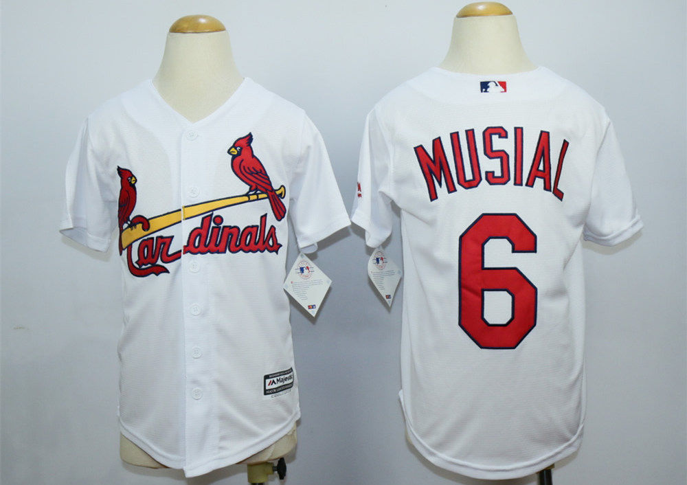 Cardinals 6 Stan Musial White New Cool Base Youth Jersey